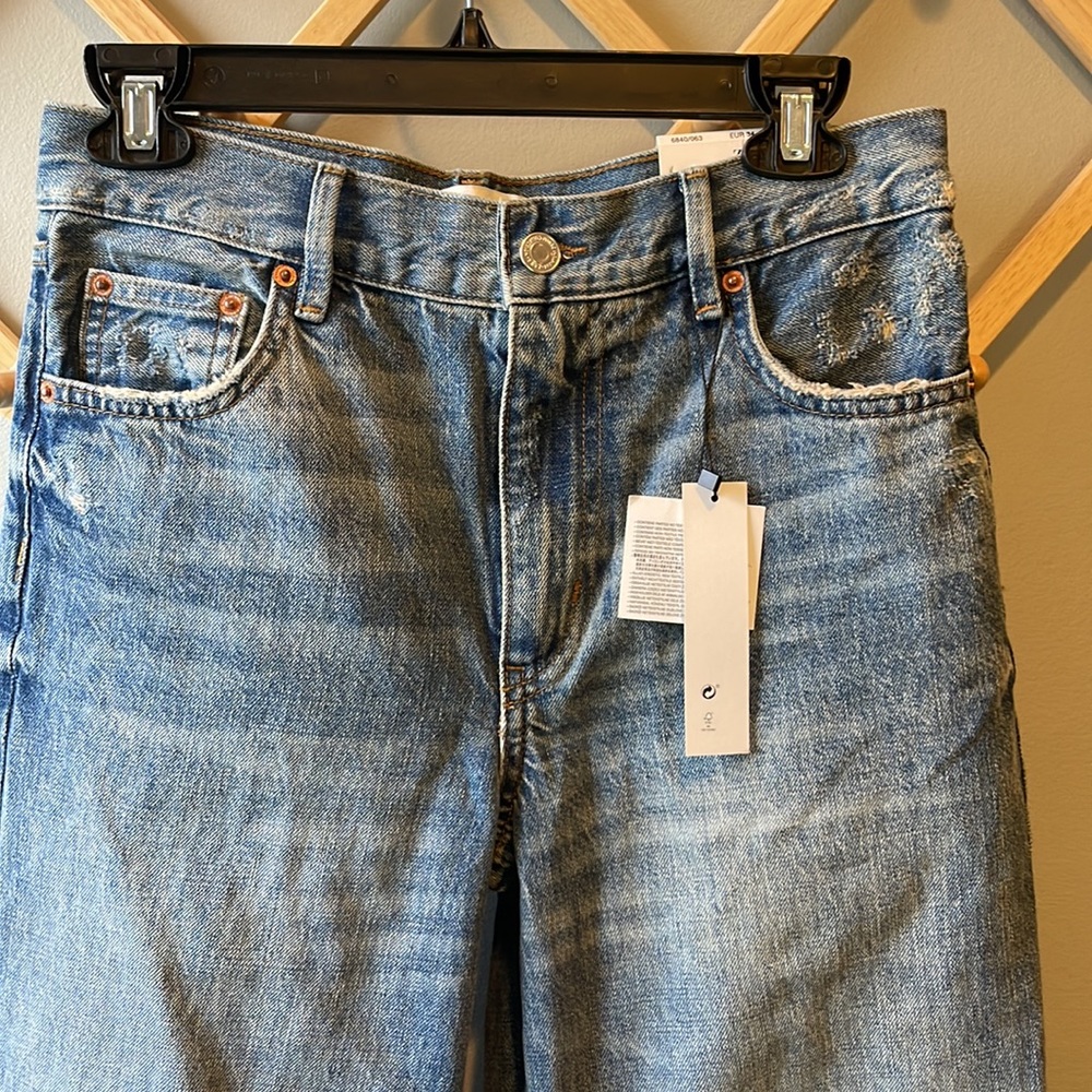 Zara The New Daddy Straight Leg Mid Rise Jeans in Devon Blue - Picture 7 of 11